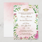 Graduation Party Elegant Waterverf Floral Kaart (Voorkant / Achterkant)
