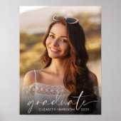 Graduation Party Elegant White Script Photo Poster (Voorkant)
