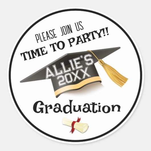 Graduation Party Envelope Seal Ronde Sticker (Voorkant)