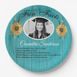 Graduation Party Facts Sunflower Blauwgroen Wood Papieren Bordje