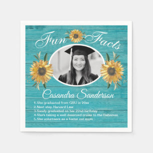 Graduation Party Facts Sunflower Blauwgroen Wood Servet