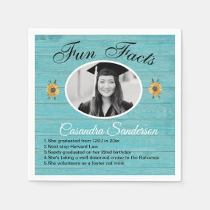 Graduation Party Facts Sunflower Blauwgroen Wood Servet