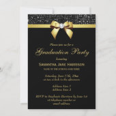 Graduation Party Faux Sequins Bow Black Gold Kaart (Achterkant)