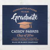 Graduation Party feliciteert Navy Blue White en Co Sparkling Wijnetiket (Enkel label)