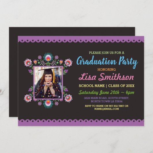 Graduation Party Fiesta Mexican Photo Afstuderen Kaart (Voorkant / Achterkant)