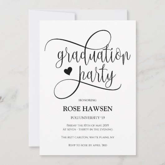 Graduation Party Flat Invitation, Size: 5" x 7" Kaart (Voorkant)