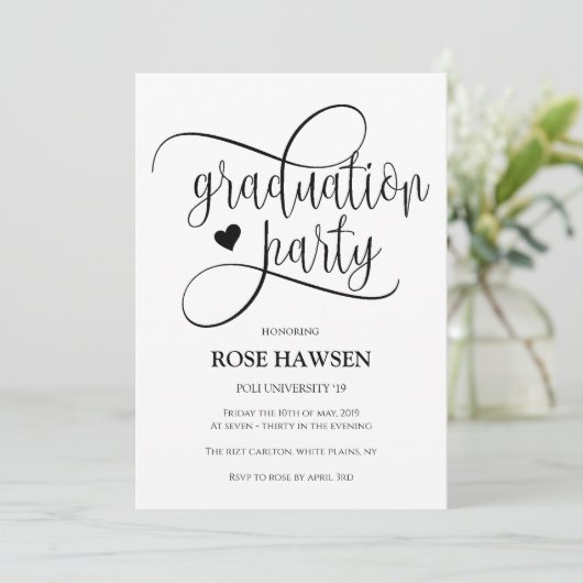 Graduation Party Flat Invitation, Size: 5" x 7" Kaart (Staand voorkant)