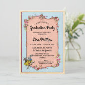 Graduation Party Flower Wonderland Rabbit Invite Kaart (Staand voorkant)
