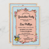 Graduation Party Flower Wonderland Rabbit Invite Kaart (Voorkant / Achterkant)