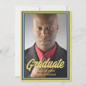 Graduation Party Foto Blauwe en Gouden Mortarboard Kaart (Achterkant)