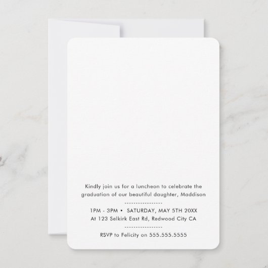 GRADUATION PARTY foto eenvoudige kalligrafie zwart Bedankkaart (Achterkant)