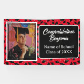 Graduation Party Foto Gepersonaliseerd Zwart en Ro Spandoek (Horizontaal)
