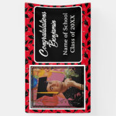 Graduation Party Foto Gepersonaliseerd Zwart en Ro Spandoek (Verticaal)