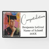 Graduation Party Foto Gepersonaliseerd Zwart & Wit Spandoek (Horizontaal)