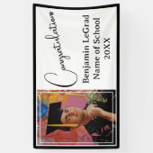 Graduation Party Foto Gepersonaliseerd Zwart & Wit Spandoek (Verticaal)