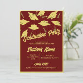 Graduation Party Foto Maroon en Gouden Mortarboard Kaart (Staand voorkant)