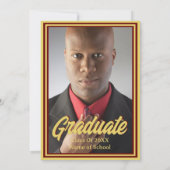 Graduation Party Foto Maroon en Gouden Mortarboard Kaart (Achterkant)
