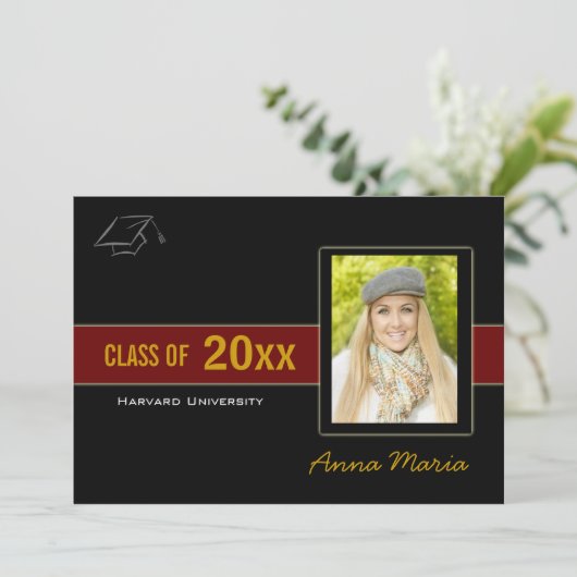 Graduation Party Foto red Invitation Kaart (Staand voorkant)