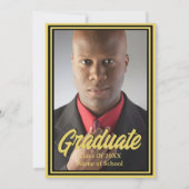 Graduation Party Foto Zwart en Goud Mortarboard Kaart (Achterkant)