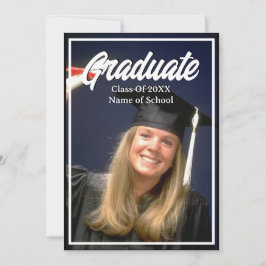 Graduation Party Foto Zwart-wit Mortarboard Kaart
