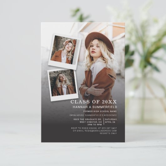 Graduation Party Fotocollage Open Huis Afstudeerde Kaart (Staand voorkant)