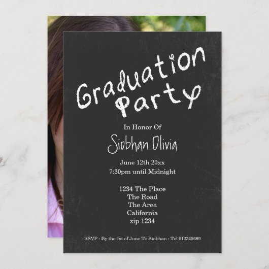 Graduation Party Fun Chalkboard Kaart (Voorkant / Achterkant)