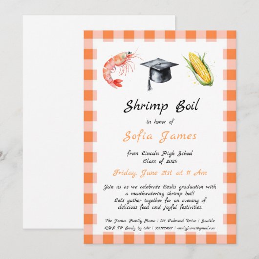 Graduation Party Garnalen Kook Uitnodiging (Voorkant / Achterkant)