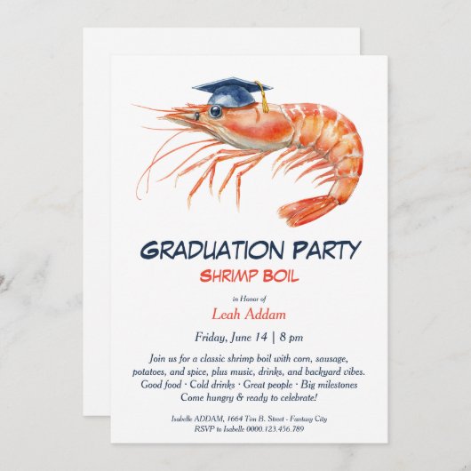 Graduation Party Garnalen Kook Uitnodiging (Voorkant / Achterkant)