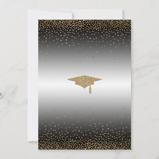 Graduation Party Geboren Gouden Confetti Kaart (Achterkant)