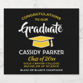 Graduation Party - Gefeliciteerd Black Gold Yellow Sparkling Wijnetiket (Enkel label)