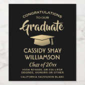 Graduation Party - Gefeliciteerd Elegant Black en  Wijn Etiket (Enkel label)