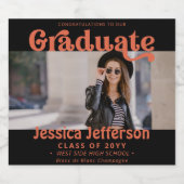 Graduation Party Gefeliciteerd foto Sinaasappel Sparkling Wijnetiket (Enkel label)