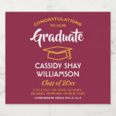 Graduation Party - Gefeliciteerd maroon Red Gold Y Bier Etiket (Enkel label)
