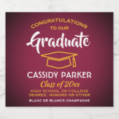 Graduation Party - Gefeliciteerd maroon Red Gold Y Sparkling Wijnetiket (Enkel label)