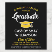 Graduation Party - Gefeliciteerd Modern Black Gold Wijn Etiket (Enkel label)