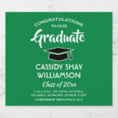 Graduation Party - Gefeliciteerd Modern Green Whit Bier Etiket (Enkel label)