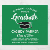 Graduation Party - Gefeliciteerd Modern Green Whit Sparkling Wijnetiket (Enkel label)