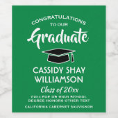 Graduation Party - Gefeliciteerd Modern Green Whit Wijn Etiket (Enkel label)