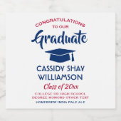 Graduation Party - Gefeliciteerd Modern Red White  Bier Etiket (Enkel label)