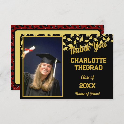 Graduation Party Gefeliciteerd Personaliseer foto Bedankkaart (Voorkant / Achterkant)