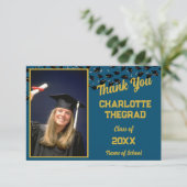 Graduation Party Gefeliciteerd Personaliseer foto Bedankkaart (Staand voorkant)