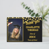 Graduation Party Gefeliciteerd Personaliseer foto Bedankkaart (Staand voorkant)