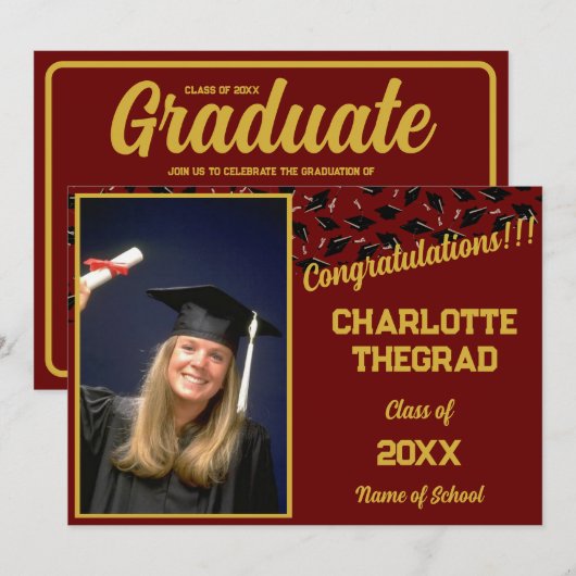 Graduation Party Gefeliciteerd Personaliseer foto Kaart (Voorkant / Achterkant)