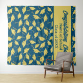 Graduation Party gepersonaliseerde foto op blauw & Wandkleed (In Situ (horizontaal))