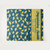 Graduation Party gepersonaliseerde foto op blauw & Wandkleed (Voorkant (horizontaal))