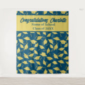 Graduation Party gepersonaliseerde foto op blauw & Wandkleed (Voorkant)