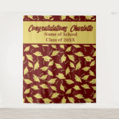 Graduation Party gepersonaliseerde foto op Maroon  Wandkleed (Voorkant)