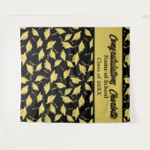 Graduation Party gepersonaliseerde foto op zwart g Wandkleed (Voorkant (horizontaal))