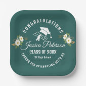 Graduation Party Gepersonaliseerde naam Floral Gre Papieren Bordje (Voorkant)