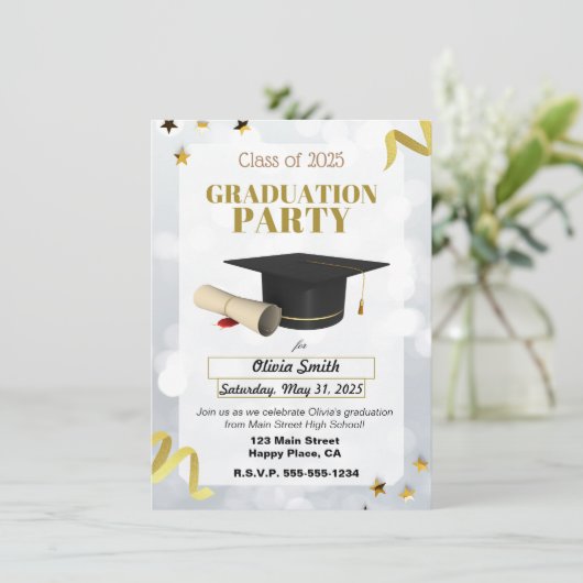 GRADUATION PARTY GEPERSONALISEERDE UITNODIGINGEN (Staand voorkant)